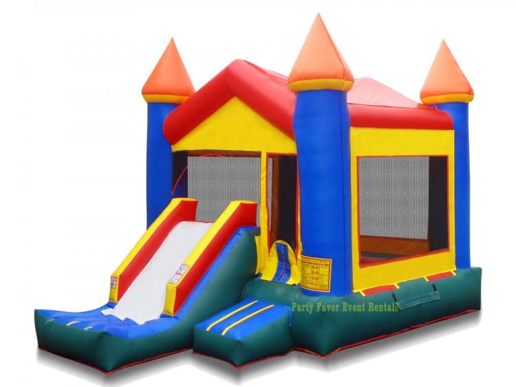 The V Top Bounce House Slide Castle - DRY Combo